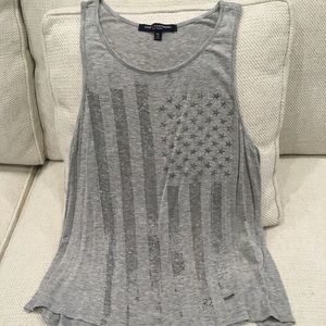 One Clothing Gray American Flag Tank Top, Size M